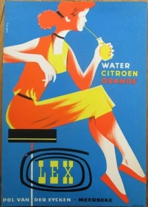 Mid Century Modern 1950s French Advertising Sign Lex Soda Water Citroen Original - Picture 1 of 1