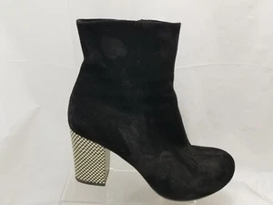 Chie Mihara Mujer Negro Gamuza Botines Tacones a Cuadros Talla 38 EE. UU. 8 M - Imagen 1 de 14