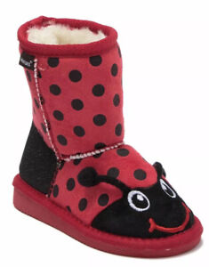 MUK LUKS Novelty Faux Fur Boot Reese The Lady Bug MSRP $44