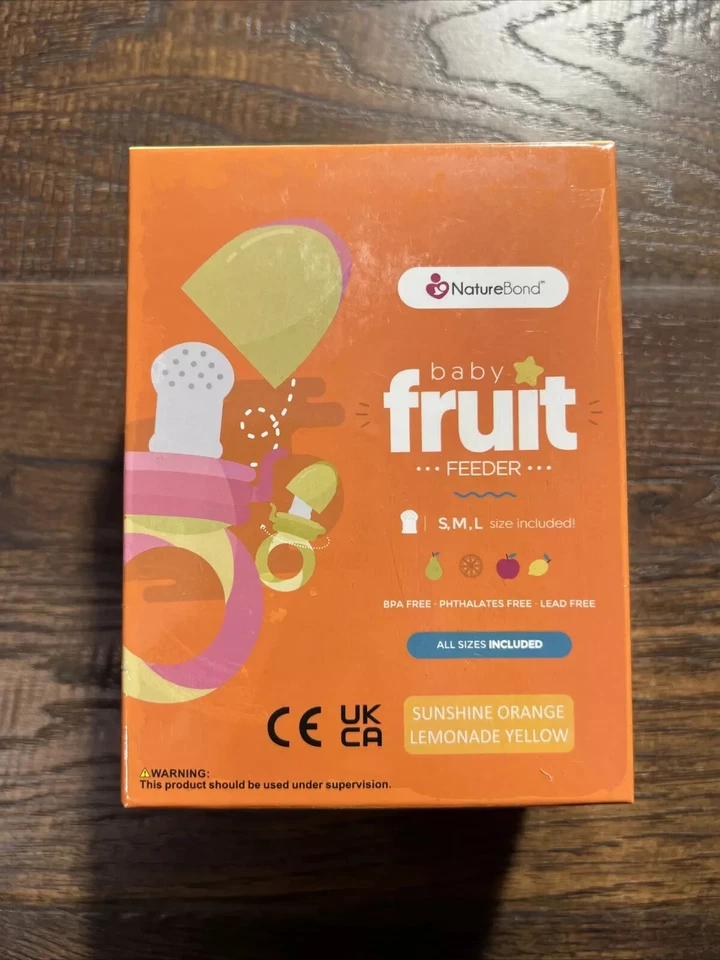 Alimentador de frutas para bebés NatureBond todos los tamaños sin BPA, naranja sol amarillo limonada Foto 1 de 4