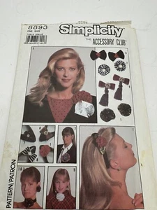 Simplicity Sewing Pattern 8893 Uncut Fashion Accessory Club Hair Vtg Brooch - Picture 1 of 3