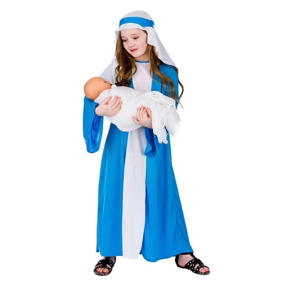 Wicked Costumes Children's Virgin Mary Nativity Costume - Blue/White, M (5-7 Years)