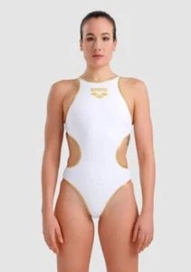 arena W ONe BIG LOGO ONE PIECE Badeanzug, white/gold - Bild 1 von 8