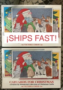 VTG 1982 Holiday Cards Victoria Chess “Catcards For Christmas” 24 Postcards NOS - Picture 1 of 6