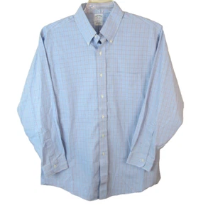 Brooks Brothers Regent Long Sleeve Button Down Shirt Men's 16.5-33 Blue Check - Picture 1 of 7