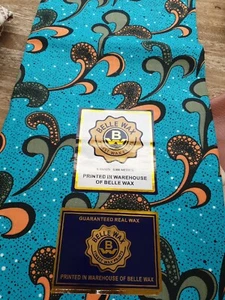 Paquete de 6 yardas de diseño de mezcla de hojas de cera Belle con estampado de tela africana de 42 pulgadas de ancho - Imagen 1 de 12