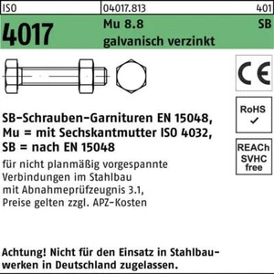 BUFAB Sechskantschraube ISO 4017 VG M 12 x 30 8.8 galvanisch verzinkt SB - Bild 1 von 1