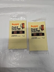Almohadillas para notas Post-it autoadhesivas 3x5 amarillas lote de 2 vintage nuevas hechas en EE. UU. - Imagen 1 de 8