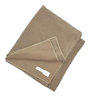 Frette 1860 Made In Italy Blanket Embroidered Blanket Stitch Edge King Taupe Tan - Image 1 of 4