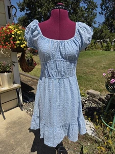 Sim & Sam Powder Blue Eyelet Dress With Liner. Size M. - Picture 1 of 14
