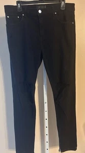 Pantalones de mezclilla ORO Los Angeles para adultos 34x33 negros ajustados desgastados rasgaduras cremallera - Imagen 1 de 22