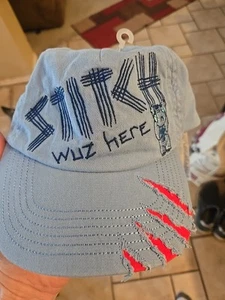 Disney Youth Hat Cap Blue Stitch Wuz Here Adjustable Strapback Kids Boys Girls - Picture 1 of 4