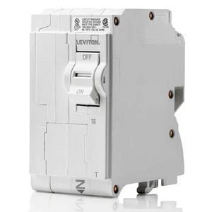 Leviton LB215-T 15A 2-Pole Plug-On Standard Branch Circuit Breaker, Thermal - Picture 1 of 5