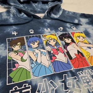 Felpa con cappuccio taglia XL Sailor Moon blu tie dye personaggio anime grafica - Foto 1 di 9