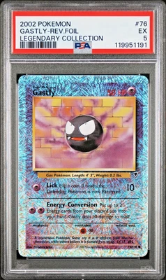 PSA 5 2002 Pokemon Legendary Collection Gastly 76/110 WOTC Reverse Holo Foil - Image 1 of 2