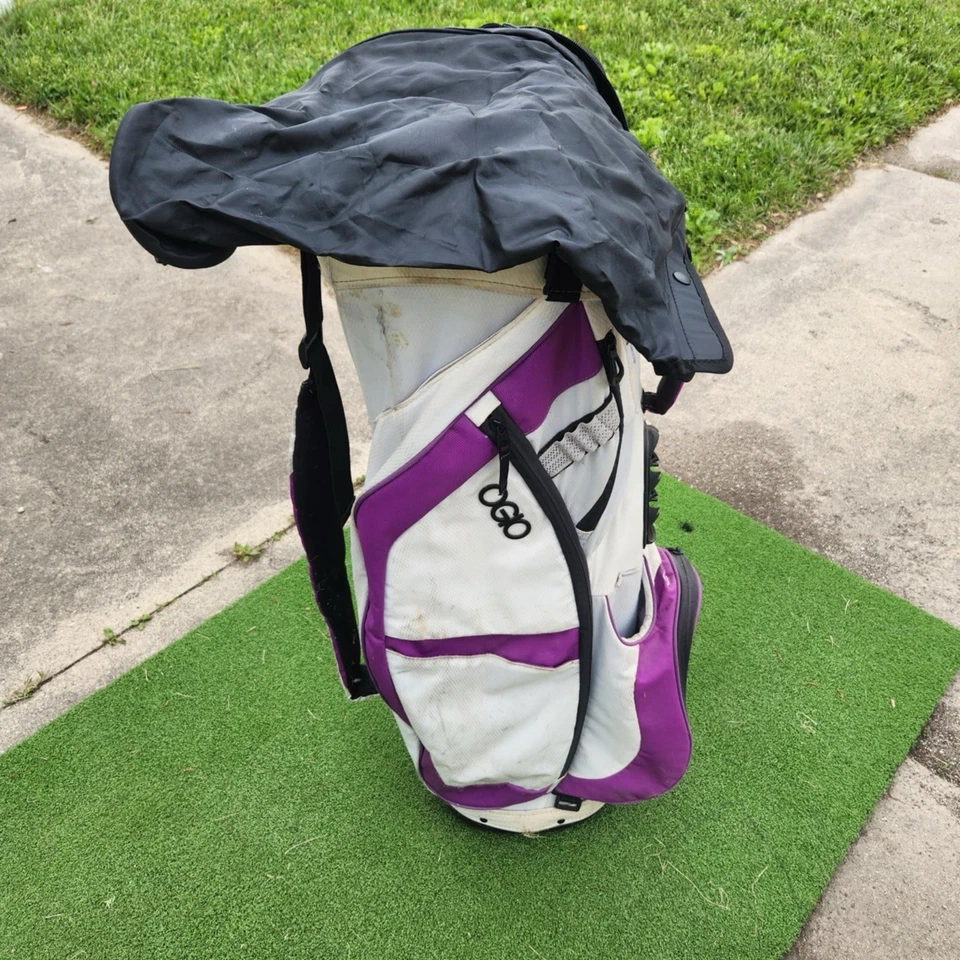 Bolsa de carrito de golf OGIO "Duchess" divisor de 15 vías con cubierta de lluvia - blanco y púrpura Foto 1 de 4