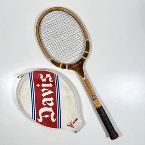 Vintage Davis Imperial Victor Wood Tennis Racquet w/ Leather Cover - NICE!!! - Picture 1 of 7