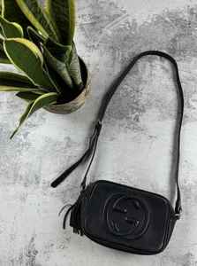 Gucci Soho Disco Shoulder Interlocking Mini Black Crossbody Genuine Leather Bag - Picture 1 of 14