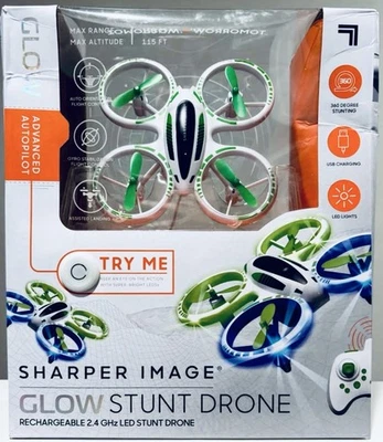 Sharper Image Glow Stunt Drone Rechargeable 2.4 GHz LED Quadcopter - 1012182 - Image 1 of 3