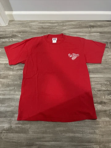 Vintage 90s Detroit Red Wings T Shirt Size M Embroidered Red Cover