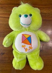 Vintage 2004 Care Bear DO YOUR BEST Green Kite Glitter & Glows In The Dark 12" - Picture 1 of 10