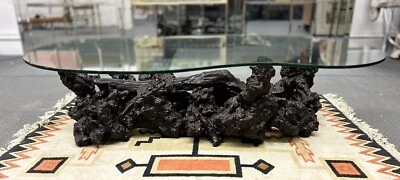 Mesa de centro Burl de madera roja natural de los años 70 - Mesa de centro MCM Foto 1 de 4