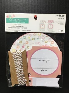 Mason Jar Label Kit 37pc 12 Lid Wraps Labels Tag Twine Celebrate It  New - Picture 1 of 4