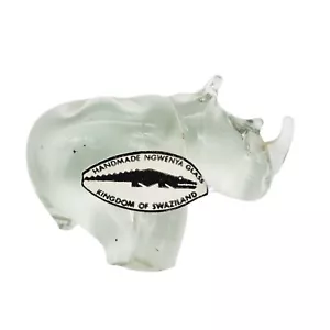 Mundgeblasenes Glas Nashorn Miniatur Figur Handarbeit Ngwenya Glas klein afrikanisch - Bild 1 von 4