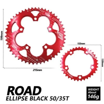 Road Bike 110BCD 35/50T Oval Chainwheel Ellipse Climbing Power Chainring Plate - Image 1 of 4
