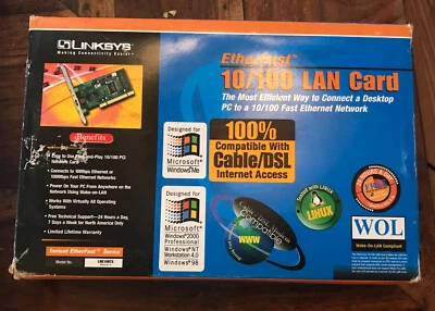 Linksys Ether Fast 10/100 LAN Card LNE100TX Version 4 Performance Microsoft NOS - Image 1 of 4