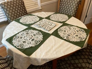 Set Of 4 Just placemats Ecru Round Organdy Heavily Cutwork 14" made in China - Picture 1 of 7