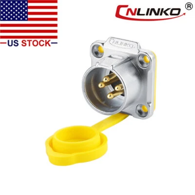 4 Pin Power Signal Connector Panel Mount Receptacles Male Socket Waterproof IP67 - Image 1 of 4