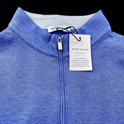 Peter Mill Crown Comfort Tri Blend Quarter Zip Sweater Blue Medium $150 - Image 1 of 4