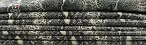 TAUPE GREY PYTHON SNAKE PRINT ON Soft Lamb Leather 8 skins 40+sqf 0.8mm C3874 - Picture 1 of 7