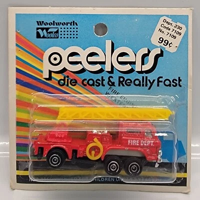 Woolworth PlayArt 剥皮器 压铸 消防车 带加长梯 复古 1: 64 — 第 1/4 张图片