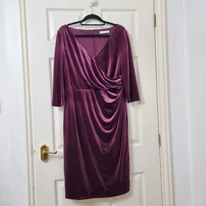 JACQUES VERT ~ Vestido de Terciopelo Ciruela Talla 16 Púrpura Cuello Fiesta Ocasión Fecha Boda - Imagen 1 de 7