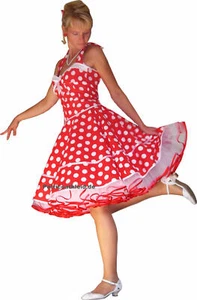50er Punkte Korsage Petticoatkleid rot weiße große Tupfen - Bild 1 von 6