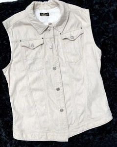MEN’S ANTHONY MORATO VEST QUENTIN DENIM BEIGE WESTERN TRUCKER BIKER SZ:52 LRG - Picture 1 of 7