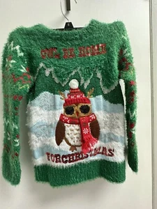 Holiday Time girls kids Christmas Holiday crew neck sweater green S (4-5) - Picture 1 of 3