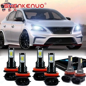 For Nissan Sentra 2013-2017 2018 Combo 6x LED Headlights Hi/Low Beam Fog Lights - Picture 1 of 11