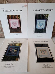 Sekas & Co Counted Cross Stitch Patterns - Hearts and Tropical Fish - LOT OF 4 - Picture 1 of 6