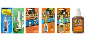 151/GORILLA Super Glue, Gel &Tap 3g, 6g, 15g, 12g, 50ml &60ml incredibly strong - Picture 1 of 19