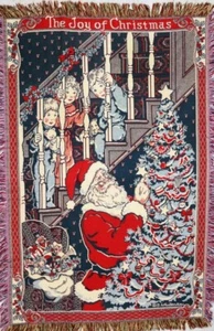 Vintage Weihnachten Weihnachtsmann Gobelin Decke Überwurf Betty Smith Whiteaker - Bild 1 von 10