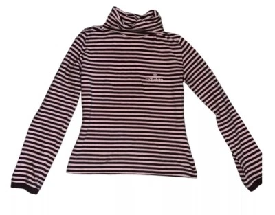 ADIDAS Womens Top Long Sleeve Small Pink/brown Striped Cotton - Image 1 of 4