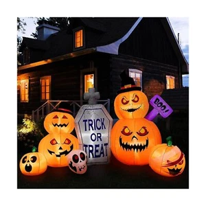 HBlife 8 FT Halloween Inflatables Outdoor Decorations Pumpkin, Animated Gray ... - Picture 1 of 6