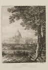 B. PINELLI (1781-1835), Blick auf den Petersdom, um 1833, Rad. Romantik