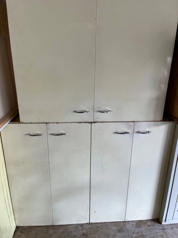 1950's Vintage All Steel Metal Full Kitchen Cabinet Set Cover