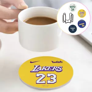 4 Stk. Getränke Untersetzer Set Keramik/Kork | 10cm | NBA Basketball Design - Picture 1 of 12