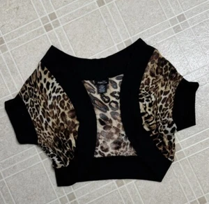 Rue 21 Juniors Girls Animal Print Cardigan Size Small Black Gray Short Sleeve - Picture 1 of 3