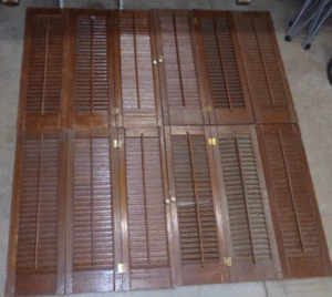 Lot Of Wood Antique Folding Louver Interior Window Shutters 32" high - Picture 1 of 5
